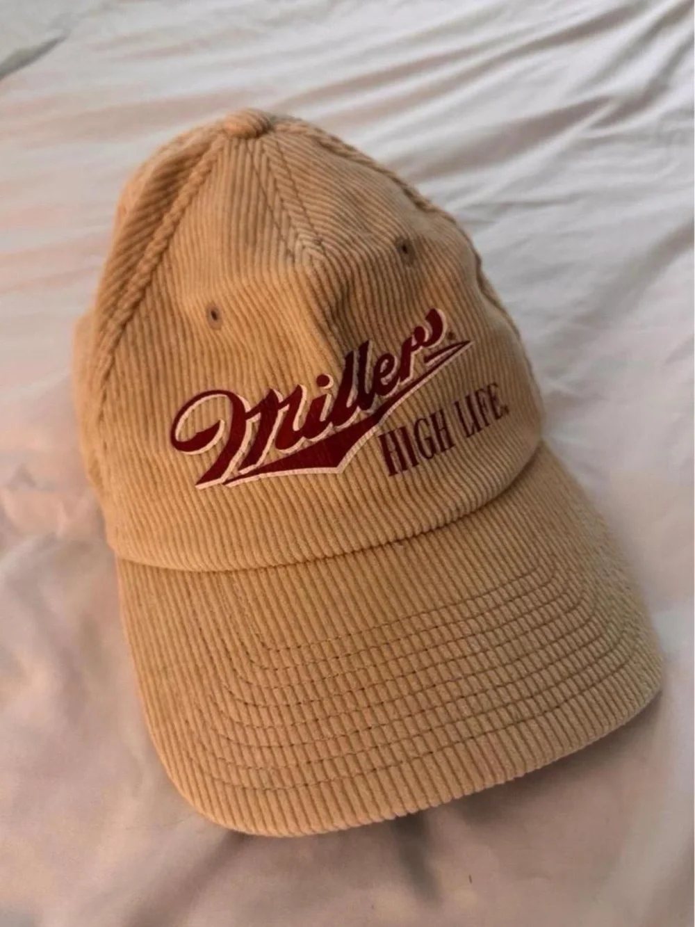 American Needle Miller High Life light beige unisex corduroy snapback hat